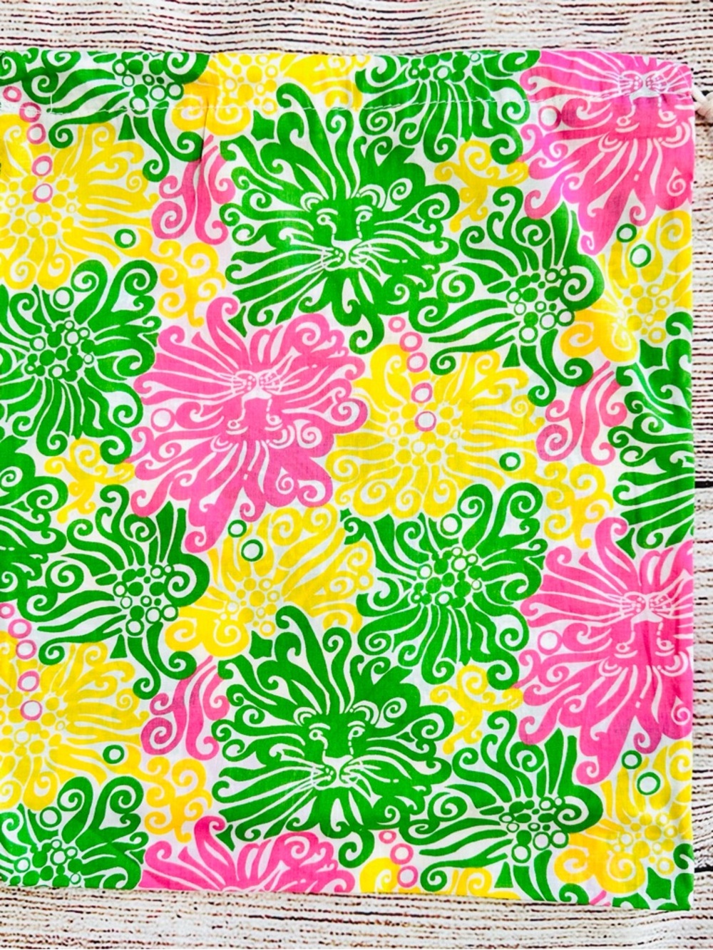 Lilly Pulitzer Pink Green Yellow Lion Swirl Drawstring Shoe Dust Bag